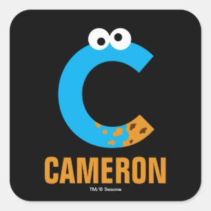 Sticker Carré Rue Sésame C est pour Cookie Monster