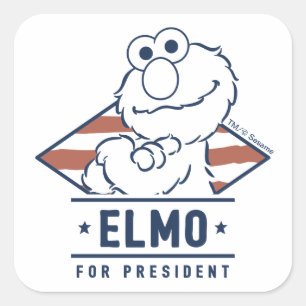 Sticker Carré Rue Sésame   Elmo vintage pour président