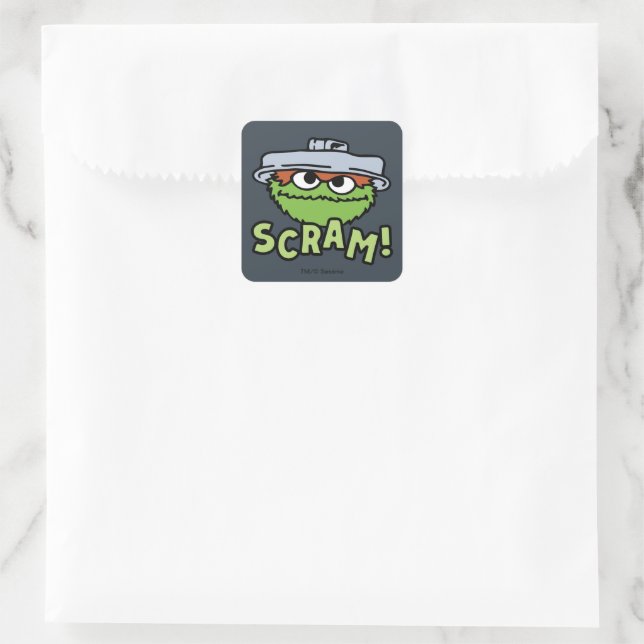 Sticker Carré Rue Sésame | Oscar the Grouch Scram! (Sac)