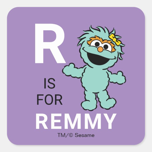 Sticker Carré Rue Sésame | R est pour Rosita | Ajouter Votre Nom (Devant)