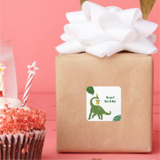 Sticker Carré Rugir Nous avons 4 ans - Fête d'anniversaire de di
