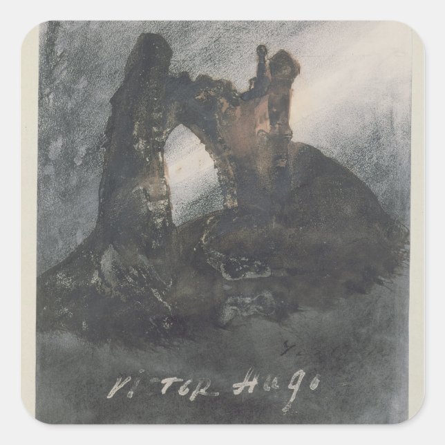 Sticker Carré Ruines à Groz-Nez, Jersey ou The Arch (Devant)