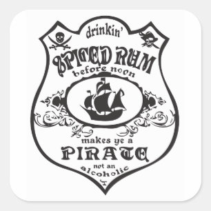 Sticker Carré Rum épicé Pirate Boisson Thunder_Cove