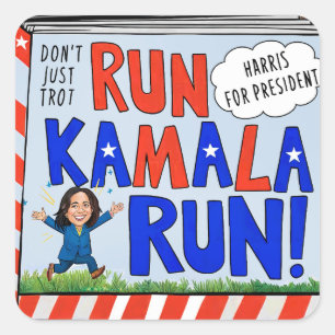 Sticker Carré Run Kamala Run (pour le président) 2024