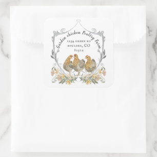 Sticker Carré Russe Aquarelle Crest Carte de visite de ferme