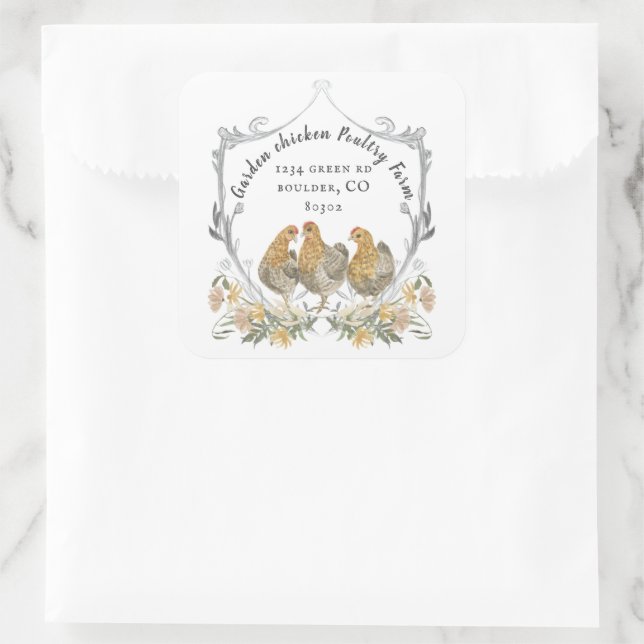 Sticker Carré Russe Aquarelle Crest Carte de visite de ferme (Sac)