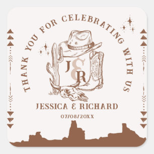 Sticker Carré Russe Western Ranch Farm Grange Cowboy Merci