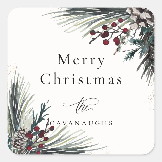 Sticker Carré Russe Winter Boughs Holiday (Devant)