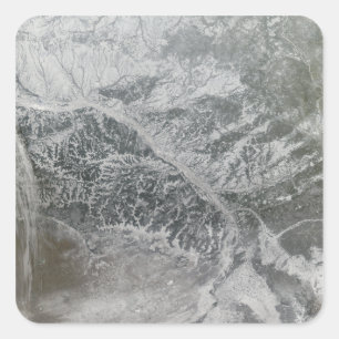 Sticker Carré Russie centrale neigeuse et brumeuse montrant Ob R