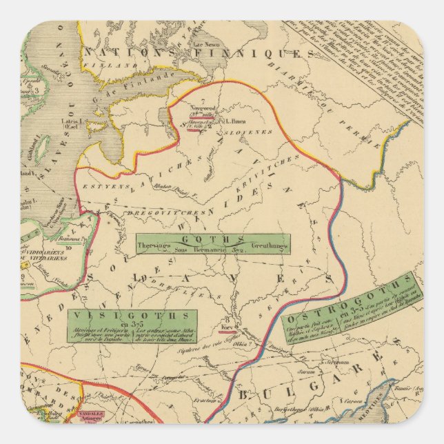 Sticker Carré Russie, Suède, Norvège (Devant)