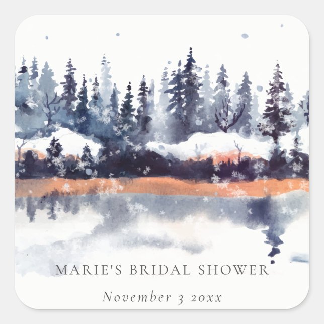 Sticker Carré Rust Marine Hiver Forêt de Pin Neige Shower de Mar (Devant)