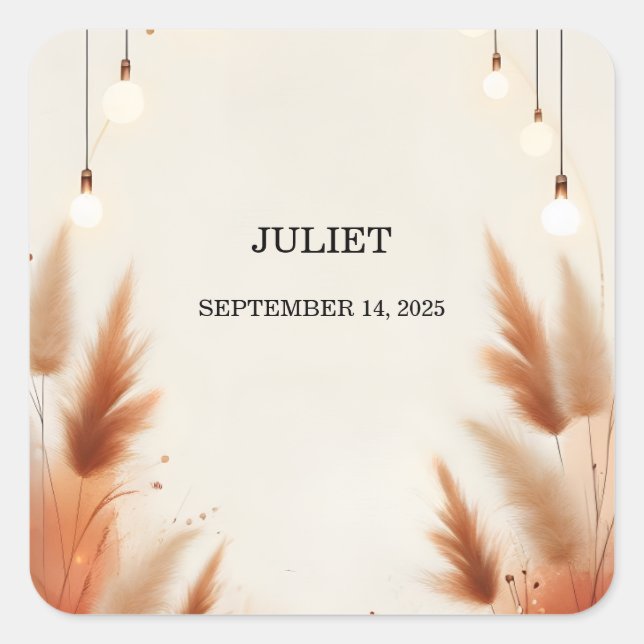 Sticker Carré Rustic Boho Automne Ombre Fête des mariées Brown (Devant)