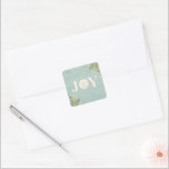 Sticker Carré Rustic Coastal Christmas<br><div class="desc">Belle Stickers Plage à thème pour tous vos cartes de fin de année de Noël. Décoré avec le mot joie,  un dollar de sable,  des herbes de plage et un arrière - plan en bois. Conçu pour vous par Blackberry Boulevard.</div>