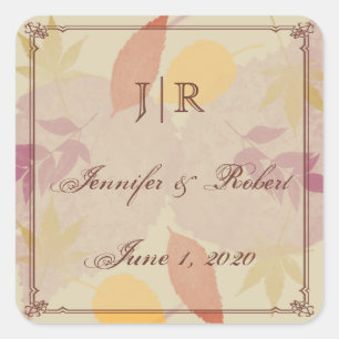 Sticker Carré Rustic Fall quitte le sceau d'enveloppe Mariage