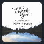 Sticker Carré ©Rustic Lake Réflexions Lakeside Mariage Faveur<br><div class="desc">N'hésitez pas à me contacter si vous avez besoin d'aide sur la personnalisation, si vous avez besoin de plus de produits ou si vous avez une demande de couleur personnalisée. **Des modèles coordonnés peuvent être trouvés dans la collection ci-dessous ou en collant cette url dans votre navigateur : https://www.zazzle.com/collections/lakeside_wedding_event_celebrations-119028853121885927?rf=238919973384052768&CMPN=share_dclit&lang=en&social=true -...</div>
