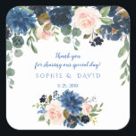 Sticker Carré Rustic Navy Blue Blush Flowers Bloom Mariage<br><div class="desc">Design de charme avec de magnifiques bouquets de fleurs bleu marine et rose aquarelle,  belle écriture manuscrite. Utilisez l'outil Personnaliser pour ajouter vos informations,  apporter des modifications. Pour les articles correspondants,  s'il vous plaît,  visitez ma collection florale Blush Navy.</div>
