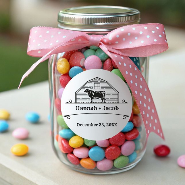 Sticker Carré Rustic Ranch Western Country Cowboy Mariage (Créateur téléchargé)