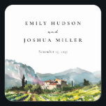 Sticker Carré Rustic Winery Mariage paysage<br><div class="desc">Sticker Carré Rustic Winscape Mariage</div>