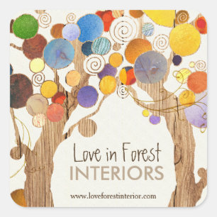 Sticker Carré Rustic Wood Love Trees Business