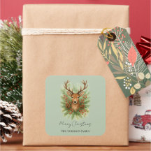 Rustic Woodland Deer Head with Winter Foliage -