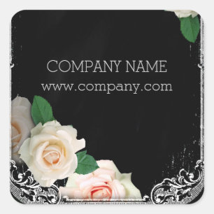 Sticker Carré rustique élégant vintage chalkboard floral