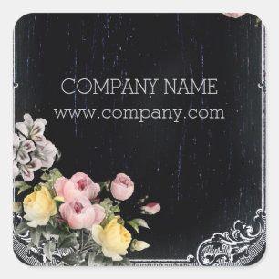 Sticker Carré rustique élégant vintage chalkboard floral