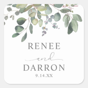 Sticker Carré Rustique Eucalyptus Greenery Duo 1B