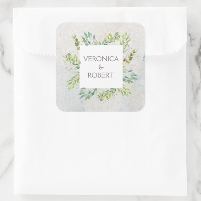 Sticker Carré Rustique Eucalyptus Mariage de verdure (Sac)