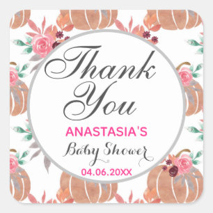 Sticker Carré Rustique Floral Automne Merci d'automne