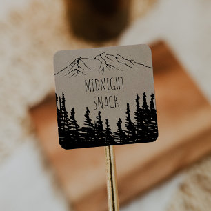 Sticker Carré Rustique Woodsy Mountain Midnight Snack Favoriser