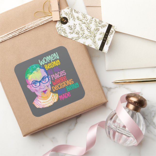 Sticker Carré Ruth Bader Ginsburg Femmes Dans Tous Les Endroits (Cadeaux)
