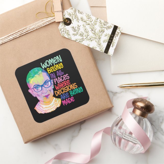 Sticker Carré Ruth Bader Ginsburg Femmes Dans Tous Les Endroits (Cadeaux)