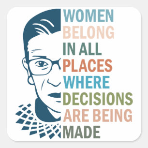 Sticker Carré Ruth Bader Ginsburg, Femmes en tous lieux