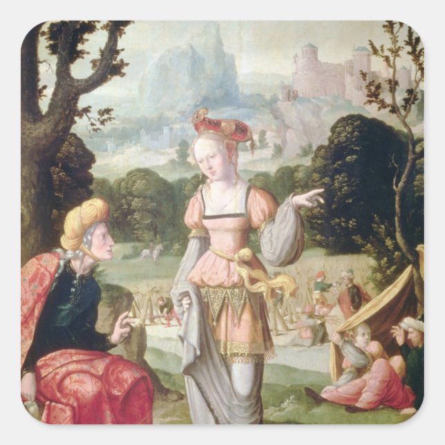Sticker Carré Ruth et Naomi dans le domaine de Boaz, c.1530-40 (Devant)