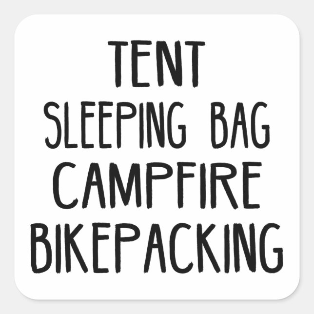Sticker Carré Sac à couchage Tente Feu de campagne Bikepacking (Devant)