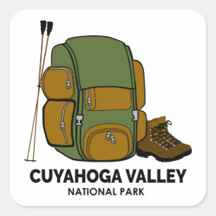 Sticker Carré Sac à dos du parc national de la vallée de Cuyahog
