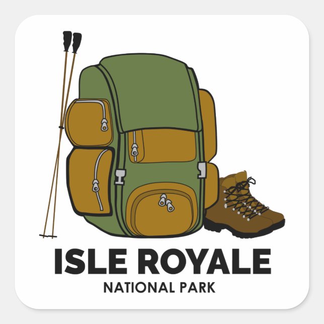 Sticker Carré Sac à dos du parc national de l'Isle Royale (Devant)