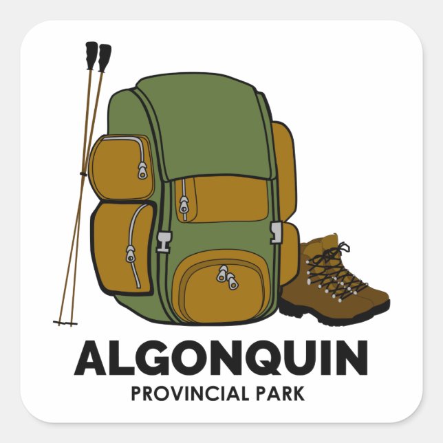Sticker Carré Sac à dos du parc provincial Algonquin (Devant)