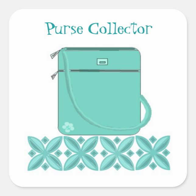 Sticker Carré Sac à main Aqua avec citation mignonne (Devant)