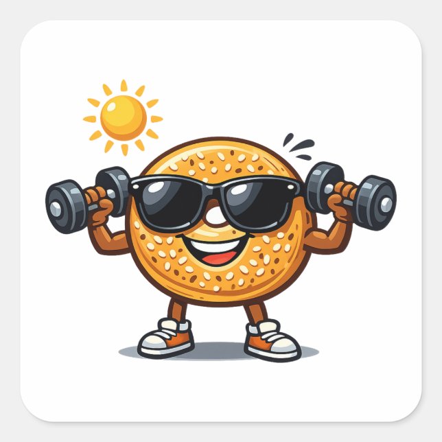 Sticker Carré Sac Bicep Bagel (Devant)
