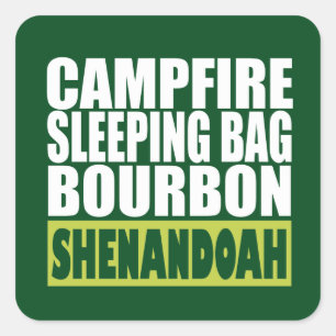 Sticker Carré Sac couché de feu de camp Bourbon Shenandoah