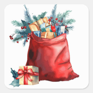 Sticker Carré Sac de Noël de Santas
