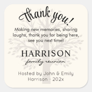 Sticker Carré Sac de remerciement personnalisé pour réunion de f