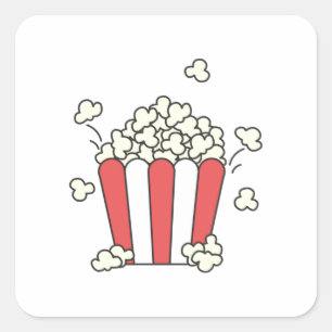 Sticker Carré Sac Popcorn De Popcorn Cinéma Restauration Rapide