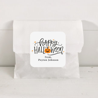 Sticker Carré Sacs de friandises personnalisés pour un joyeux Ha