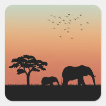 Safari Afrique Sunset Elephant Silhouette