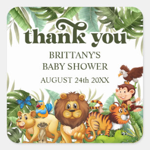 Sticker Carré Safari de la jungle tropicale sauvage Merci animal