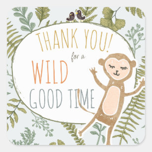 Sticker Carré Safari sauvage Jungle Animaux Baby shower botaniqu