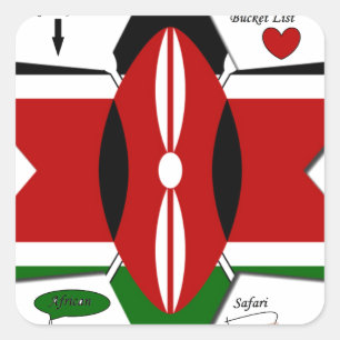 Sticker Carré Safari sous le drapeau kenyan : conception d'étoil