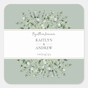 Sticker Carré Sage Green Eucalyptus Ensemble Pour toujours Maria